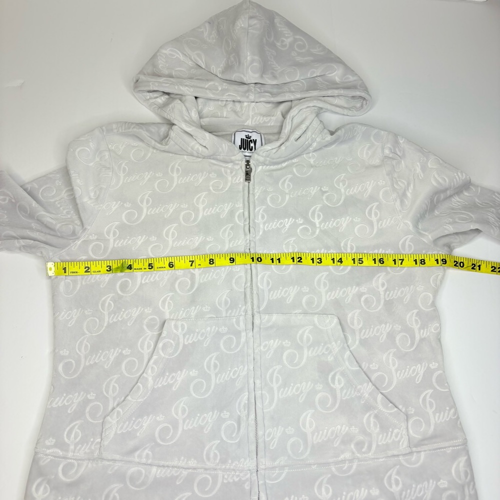Juicy Couture Full Zip Grey Velour Jacket All Over Juicy&Crown Logo Y2K SzM - Picture 4 of 14